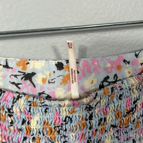 Free People Ivory Floral Print Maxi Skirt Elastic Band size XS - Picture 13 of 16